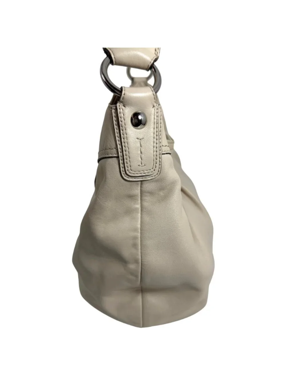 Vintage Coach Ivory Beige Leather Soho Pleated Slouchy Hobo Shoulder Bag F13731